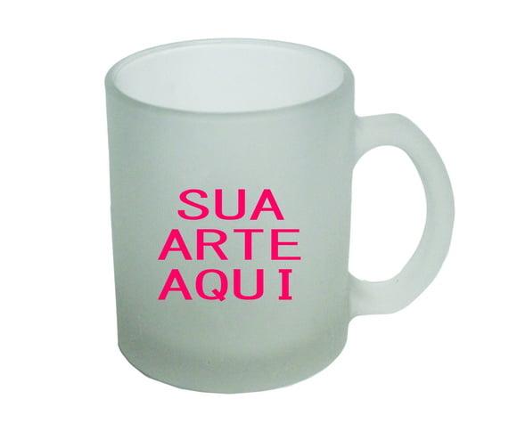 CANECA DE VIDRO JATEADO PERSONALIZADA