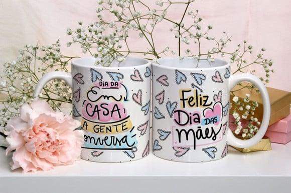 Caneca dia da em casa a gente conversa lembrança mães