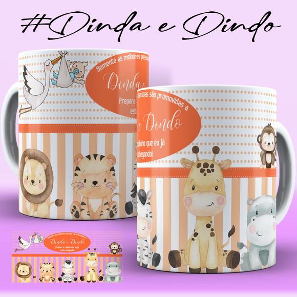 Caneca Dindo Dinda Prepare o Colinho Safari Convite Batismo