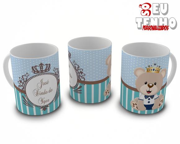 Caneca Dindo ou Dinda Batizado Ursinho