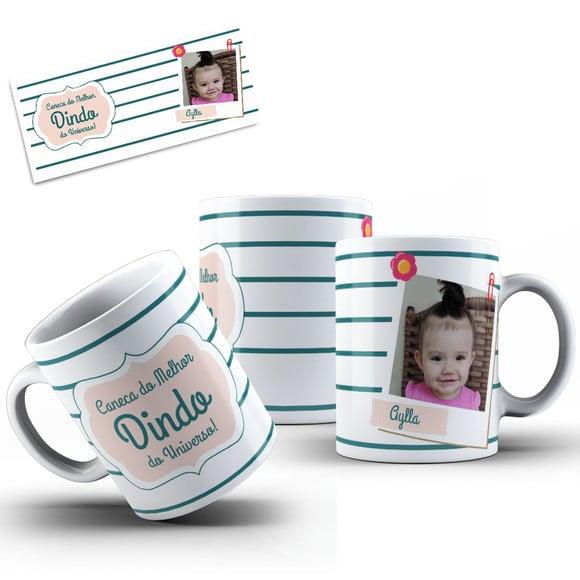 Caneca dindo uso exclusivo melhor dindo com foto