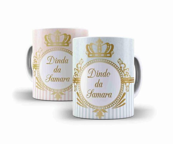 Caneca Dindo ou Dinda Provençal Presente Lembrança Batismo