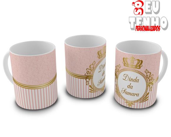 Caneca Dindo ou Dinda Provençal Presente Lembrança Batismo