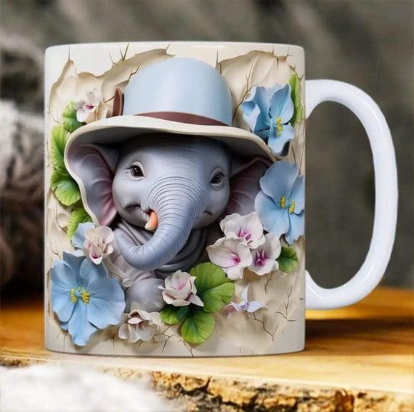 Caneca Elefantinho Personalizada Estampa 3d Personalizada