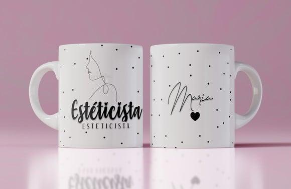 Caneca esteticista personalizada caneca com nome estética