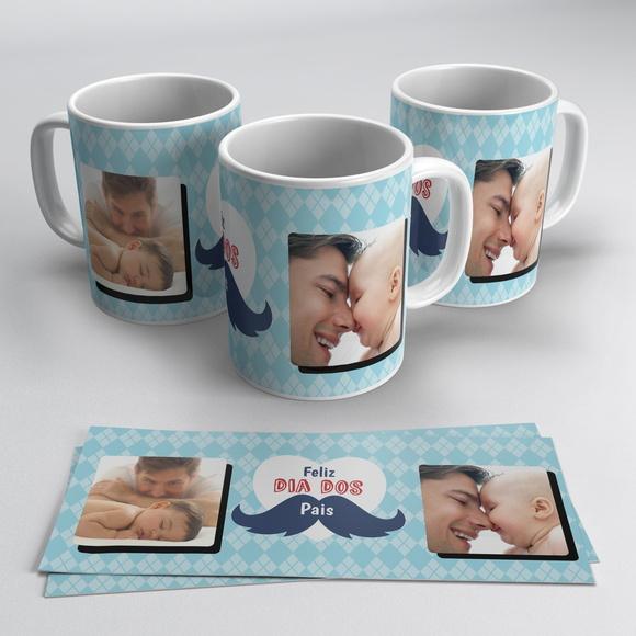 Caneca Feliz Dia dos Pais Personalizada com Fotos Presente
