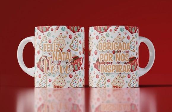 Caneca Feliz Natal Caneca de Porcelana Feliz Natal