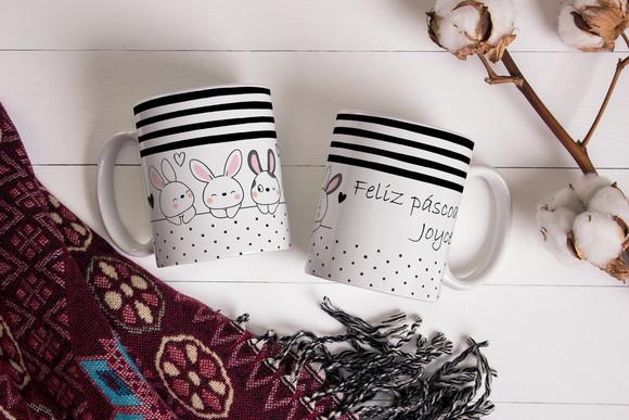 Caneca Feliz Páscoa Cute Páscoa Lembrancinha Páscoa
