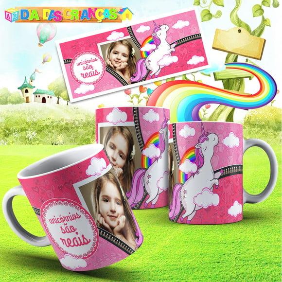 Caneca infantil Unicórnio crianças Dia das crianças com foto