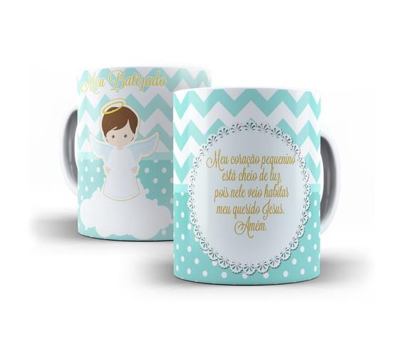 Caneca Lembrancinhas de Batizado Padrinhos Batismo Chevron