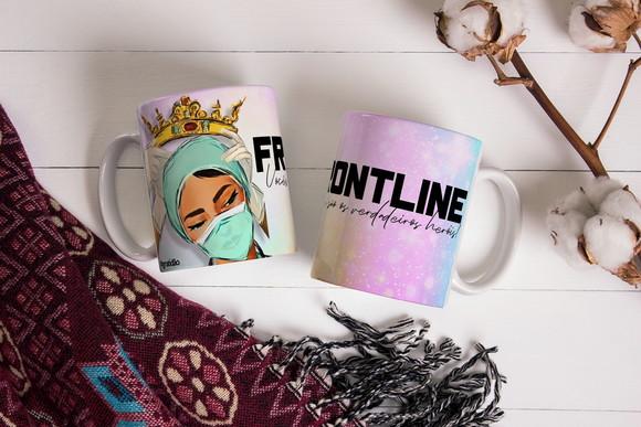 Caneca linha de frente covid corona vírus heróis da saúde