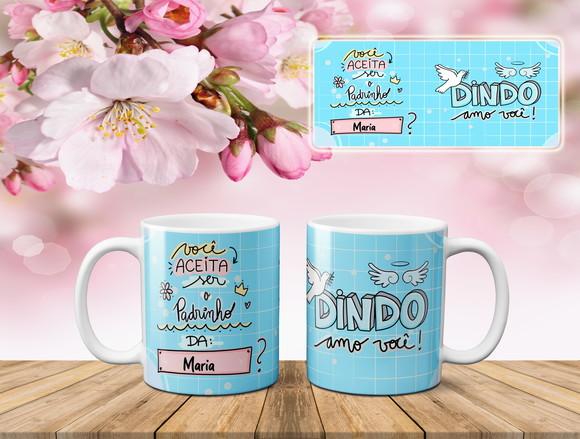 Caneca Madrinha ou Padrinho Personalizada Padrinhos Batismo