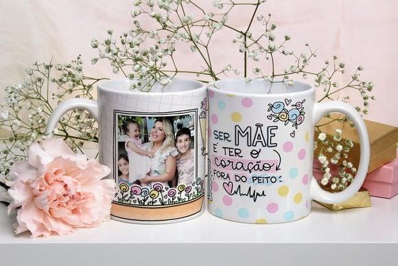 Caneca Mãe Presente Dia das Mães Personalizado com Foto Mãe