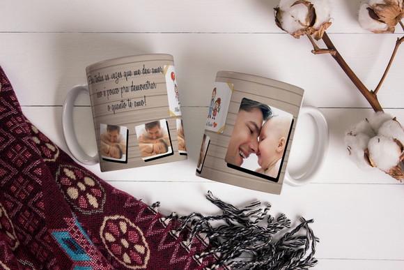 Caneca Melhor Pai Do Mundo Personalizada Com 4 Fotos