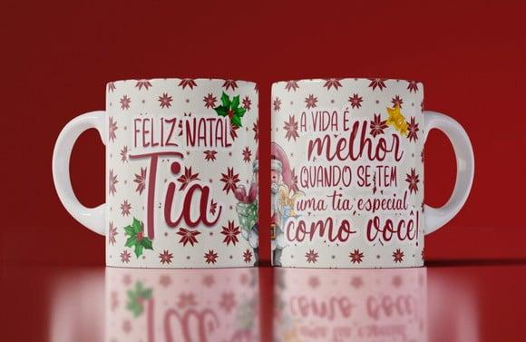 Caneca Natal Cerâmica Personalizada com Fotboas Festas Natal