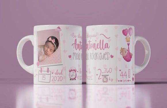 Caneca Nascimento Lembrança Nascimento Bebê Menina