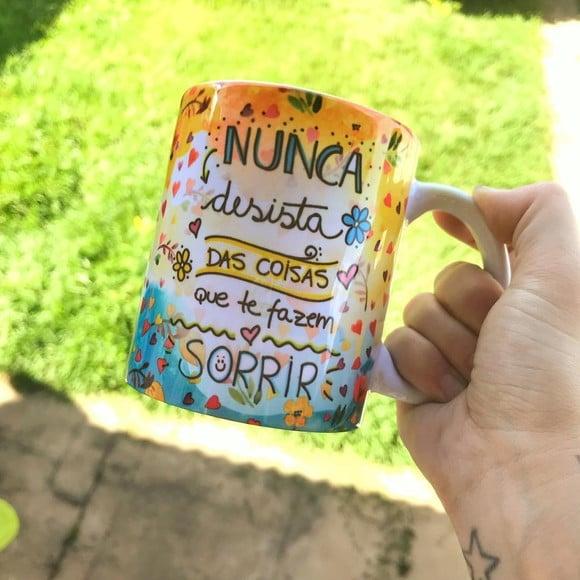 Caneca Nunca Desista dos Seu Sonhos Motivacional Caneca