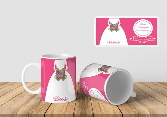 caneca Padrinho e madrinha Casamento lembrança testemunhas