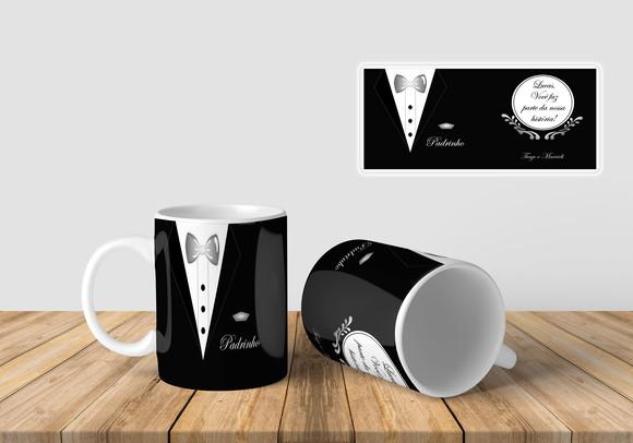 caneca Padrinho e madrinha Casamento lembrança testemunhas