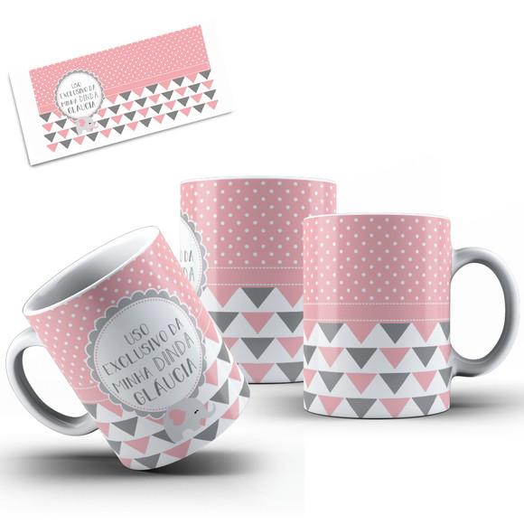 Caneca Padrinhos de Batizado Personalizada Elefantinho