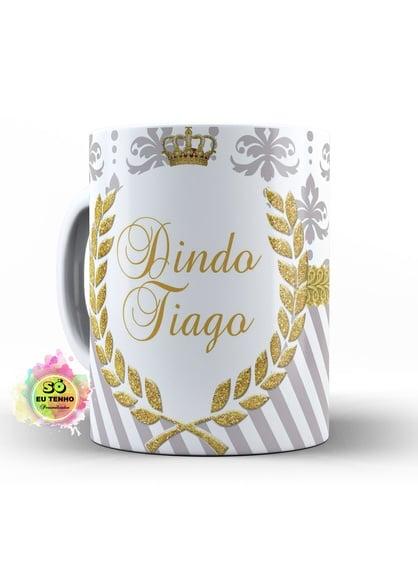Caneca Personalizada Batizado arabesco cinza