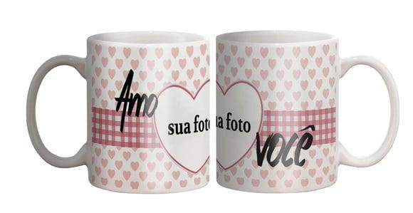 Caneca personalizada com foto amo você Namorados Amo Você