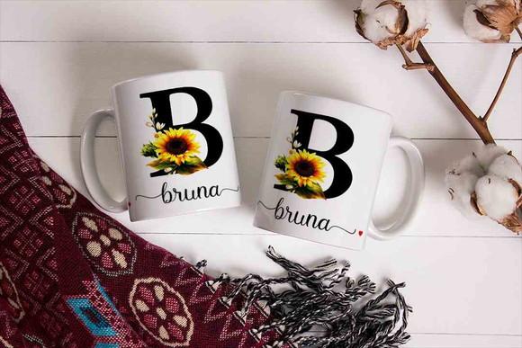 Caneca personalizada com nome girassol presente lembrança