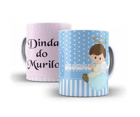 Caneca Personalizada Dindo ou Dinda Batizado Convite Dindos
