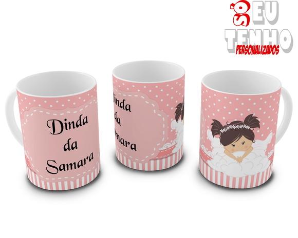 Caneca Personalizada Dindo ou Dinda Batizado Convite Dindos