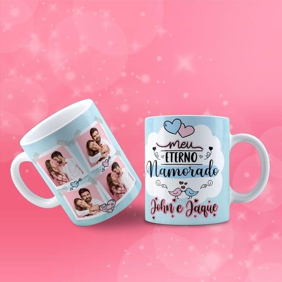 Caneca personalizada nome foto casal quero te pertencer