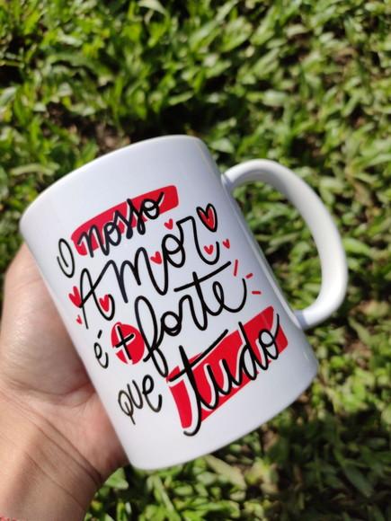 Caneca personalizada nome foto nosso amor é maior