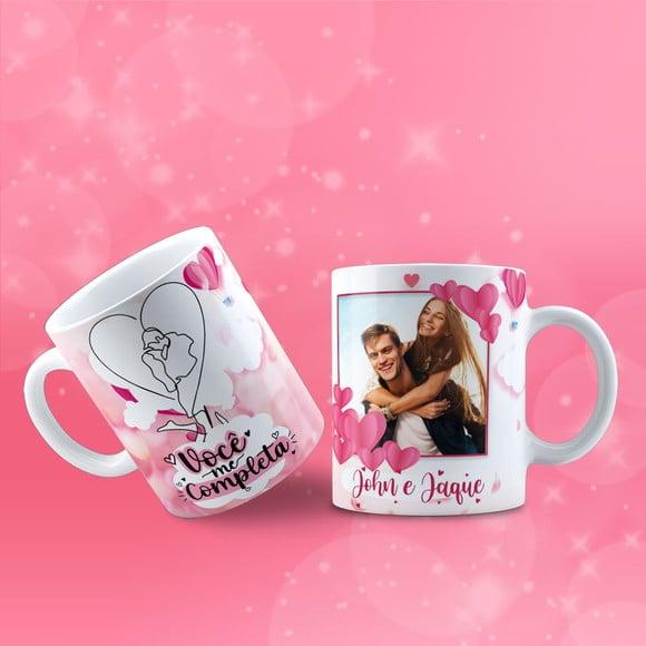 Caneca personalizada nome foto você me completa
