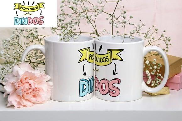 Caneca promovido a dindos caneca convite de batismo