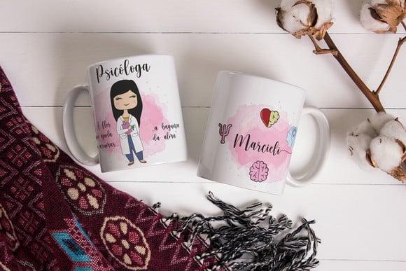 Caneca Psicóloga Caneca Personalizada Em Cerâmica Com Nome