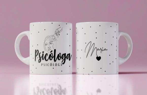 Caneca Psicóloga caneca personalizada em cerâmica minimalist