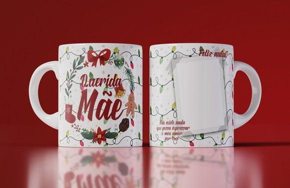 Caneca Querida Mãe Natal Caneca Personalizada Natal com Foto