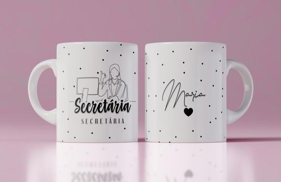 Caneca secretaria personalizada com nome presente secretaria