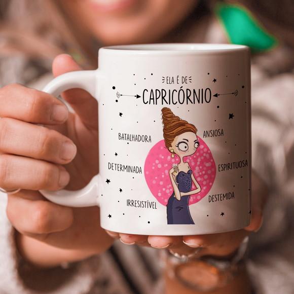 Caneca signo capricórnio ela é de capricórnio presente