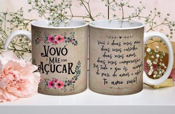 Caneca Vovó É Mãe com Açúcar Caneca Personalizada Vovó