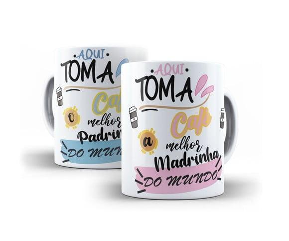 Canecas aqui toma café o melhor padrinho melhor madrinha