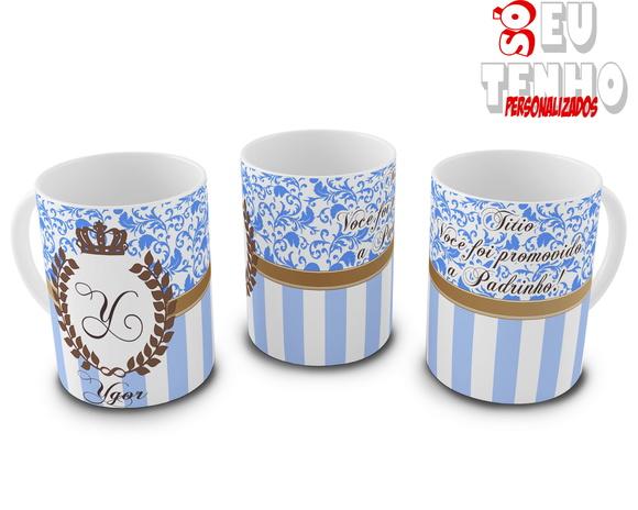 Canecas personalizadas para batizado convite padrinhos