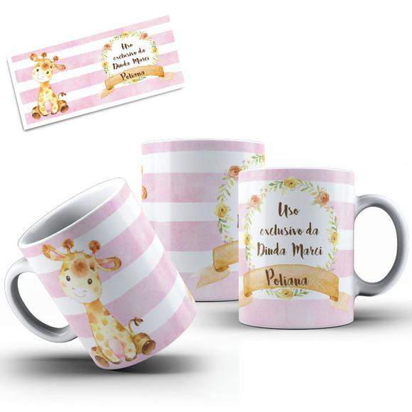 convite batizado caneca dindo dinda batismo girafinha