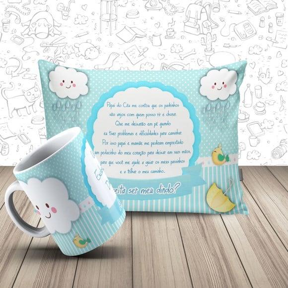 Convite Batizado padrinhos chuva de amor batismo boy
