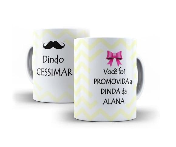 Convite de Batizado Par de Canecas Dindos Chevron Amarelo