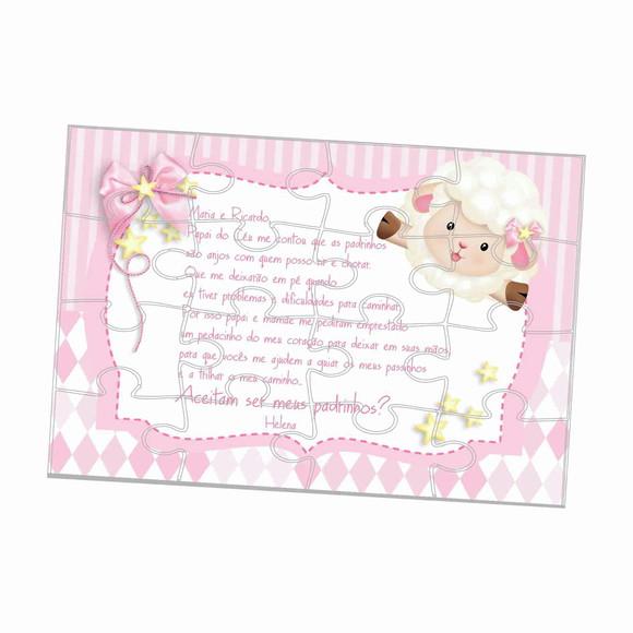 Convite de Batizado Personalizado Ovelhinha Kit Dindos
