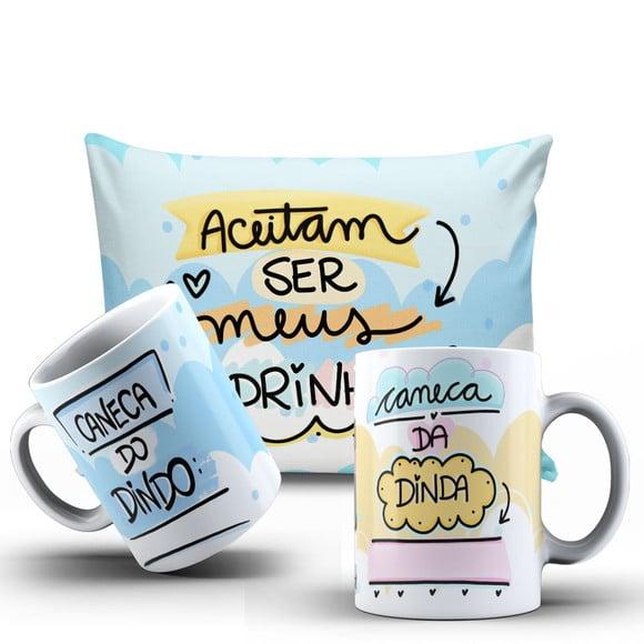 Convite Padrinhos Batizado Kit Batismo Presente Dindos