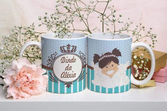 Kit 2 Canecas Convite Padrinhos Anjinha Nomes Personalizados