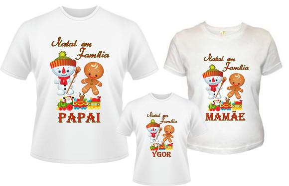 kit Camisetas Natal em Família 3 unidades