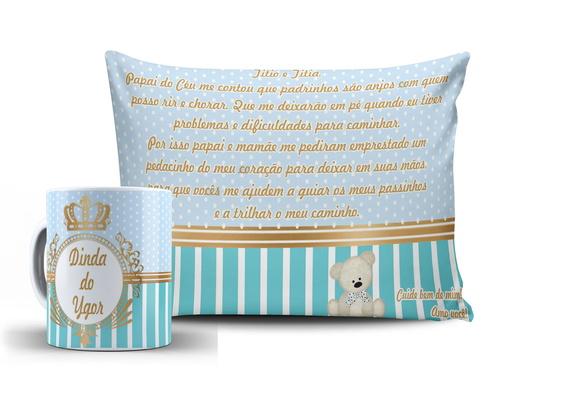Kit Convite Batizado Menino 1 Caneca+alm