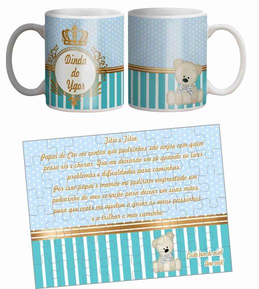 Kit Convite De Batizado Padrinhos Menino